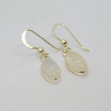 Pair of Sterling Silver Cabochon Moonstone Hook Drop Earrings Contemporary c2000