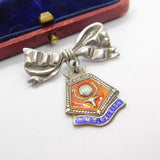 Sterling Silver & Enamel HMS Raleigh Training Base Sweetheart Brooch Antique