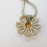 Sterling Silver Floral Pattern Pendant Necklace Vintage c1980s