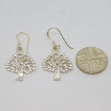 Pair of Sterling Silver Tree Of Life Hook Drop Earrings Vintage c1990