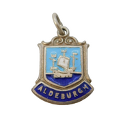 Sterling Silver Aldeburgh Enamel Shield Charm Pendant Vintage c1970