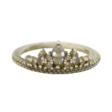 Sterling Silver CZ Set Princess Tiara Form Dress Ring Modern c1990 Size R 1/2