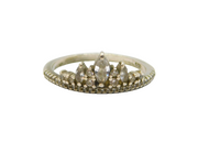 Sterling Silver CZ Set Princess Tiara Form Dress Ring Modern c1990 Size R 1/2