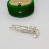 Sterling Silver Filigree Leaf Form Brooch Pin Vintage c1970