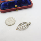 Sterling Silver Veined Leaf Charm Pendant Vintage c1970