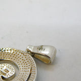 Sterling Silver Greek Opal Set Swirl Charm Pendant Vintage c1970s