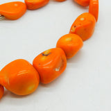 9ct Gold Clasp Pressed Amber Beaded Necklace Antique c1890 Victorian