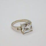 Sterling Silver Emerald Cut Spinel Cocktail Dress Ring Modern c2000 Size N 1/2