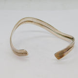 Mexican Sterling Silver Double Strand Wavy Cuff Bangle Bracelet Modern c2000