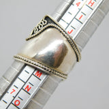Sterling Silver Studio Style Textured Patterned Wide Ring Vintage c1970 Size K