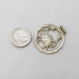 Sterling Silver Cancer the Crab Zodiac Charm Pendant Vintage c1970s