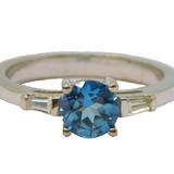 Sterling Silver Blue & White Sapphire Dress Ring Vintage c1970 Size N 1/2