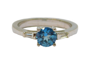 Sterling Silver Blue & White Sapphire Dress Ring Vintage c1970 Size N 1/2
