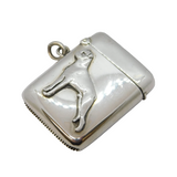 Victorian Sterling Silver Bulldog Pattern Vesta Case Antique 1901 Birmingham