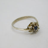 Sterling Silver Sapphire & Spinel Cluster Dress Ring Vintage c1970 Size N 1/2