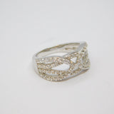 Sterling Silver Paste Set Patterned Dress Ring Vintage c1970 Size L