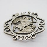 Edwardian Sterling Silver British Empire Day Crown Coin Belt Buckle Antique