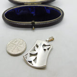Sterling Silver Pearl and Onyx Bell and Flower Charm Pendant Vintage c1970