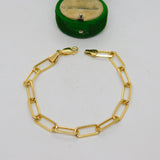 Sterling Silver Gilt Trombone Link Chain Bracelet Vintage c2000