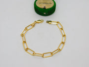 Sterling Silver Gilt Trombone Link Chain Bracelet Vintage c2000