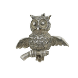 Sterling Silver Wise Owl Brooch Pin Vintage c1970s