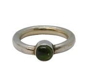 Studio Sterling Silver Peridot Set Dress Ring Vintage c1970s