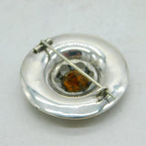 19th Century Scottish Sterling Silver & Pebble Agate Starburst Brooch Antique