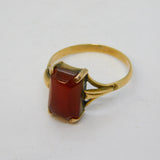 9ct Yellow Gold & Carnelian Agate Set Dress Ring Antique c1930s Art Deco