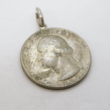 Silver Metal USA Quarter Coin Charm Pendant Vintage c1970