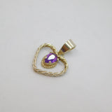 Sterling Silver Amethyst Set Braided Open Heart Charm Pendant Vintage c1970s