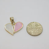 Sterling Silver Pink & White Shell Petal Design Pendant Vintage c1970