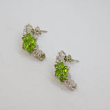 Pair of Sterling Silver Peridot Cluster & Spinel Stud Earrings Modern c1990