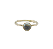 Sterling Silver Round Blue Topaz Stacking Band Ring Modern c2010 Size M 1/2