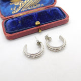 Pair of Sterling Silver & Diamond Paste Cuff Earrings Vintage c1970