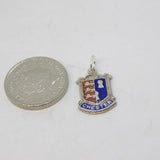 Sterling Silver Enamel Chester Shield Charm Pendant Vintage c1970