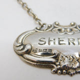 Sterling Silver Sherry Floral Decanter Label Vintage 1982 Birmingham