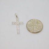 Sterling Silver 5 Diamond Set Illusion Cross Charm Pendant Modern c1990s