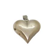 Sterling Silver Large Puff Heart Studio Charm Pendant Contemporary c1990s