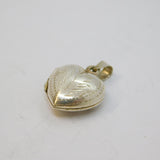 Sterling Silver Patterned Textured Puff Heart Locket Pendant Vintage c1970