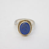Sterling Silver & Lapis Lazuli Set Dress Ring Vintage c1970s