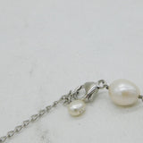Sterling Silver Pearl Set Floral Pattern Dress Necklace Vintage c1970 42cm