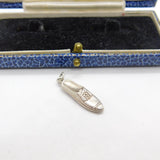 Sterling Silver Traditional Flat Shoe Charm Pendant Vintage c1970