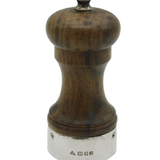 Sterling Silver & Turned Wooden Pepper Grinder Vintage 1982 London