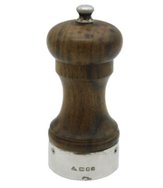 Sterling Silver & Turned Wooden Pepper Grinder Vintage 1982 London