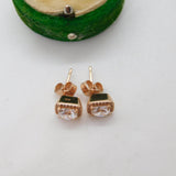 Pair of Rose Gold on Sterling Silver Paste Stud Earrings Vintage c1970