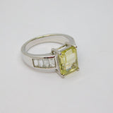 Sterling Silver Citrine & White Sapphire Dress Ring Vintage c1970 Size O