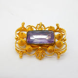 George III 20ct Yellow Gold Cannetille Work Foil-Back Paste Brooch Antique c1820