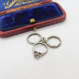 Sterling Silver Trio of Engagement Rings Charm Pendant Vintage c1970