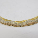 Italian Sterling Silver Three-Tone Gilded Herringbone Bracelet Vintage c1970