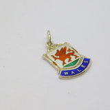Sterling Silver Enamel Shield Wales Souvenir Charm Pendant Vintage c1970